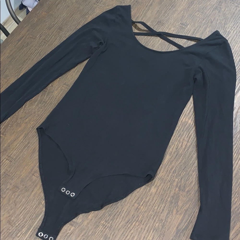 AE Black Long-Sleeve Bodysuit